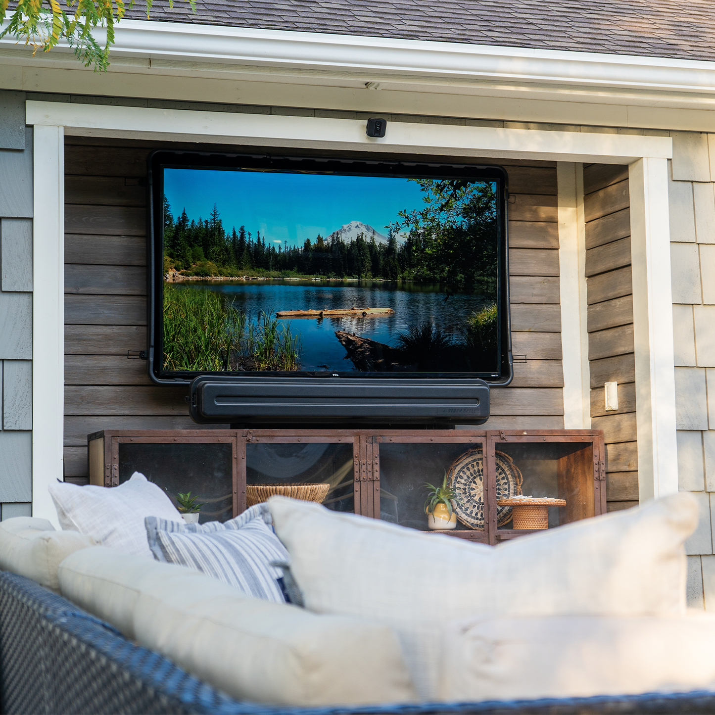 Sound Bar enclosure for an outdoor sound bar lifestyle