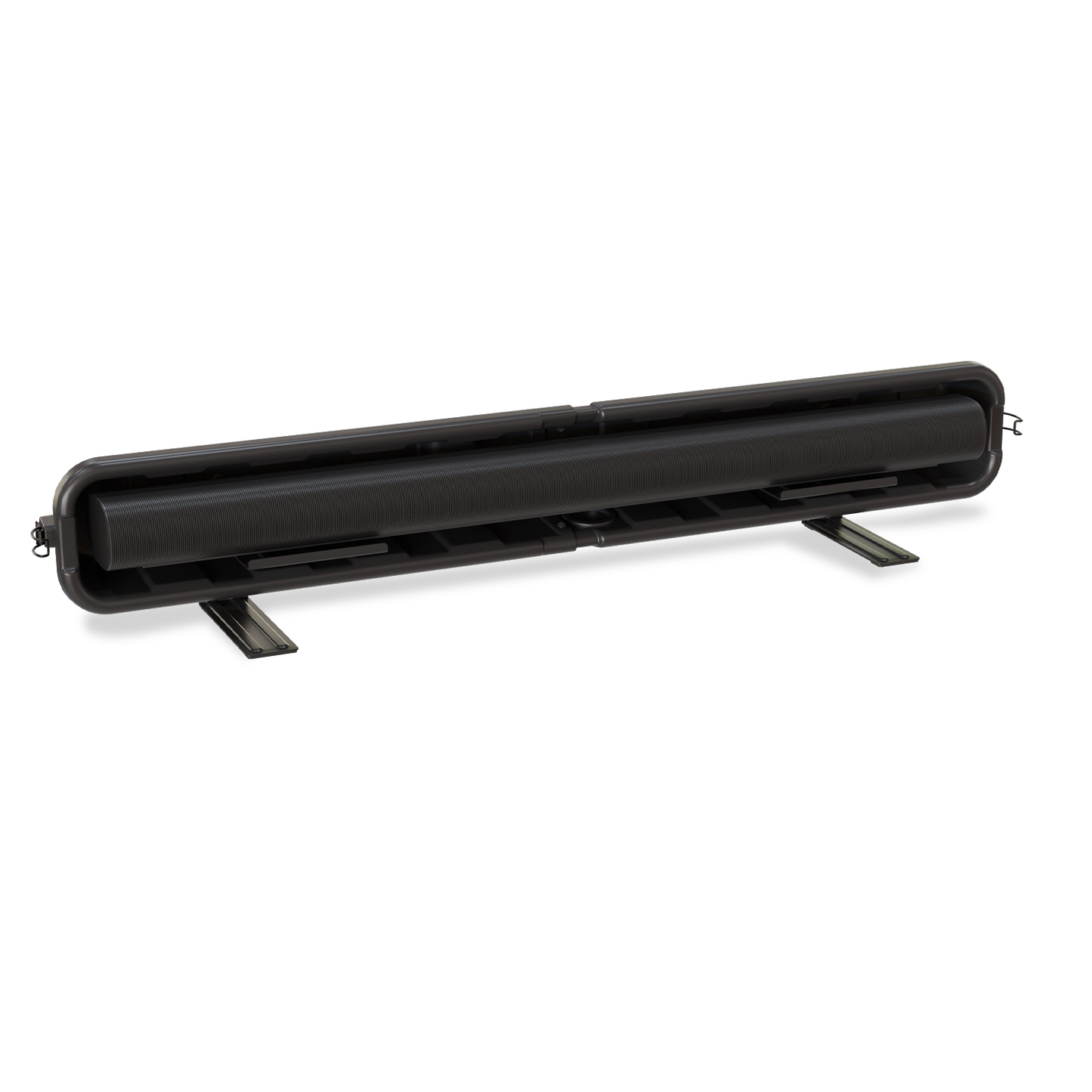 Sound Bar enclosure with lid off for an outdoor sound bar
