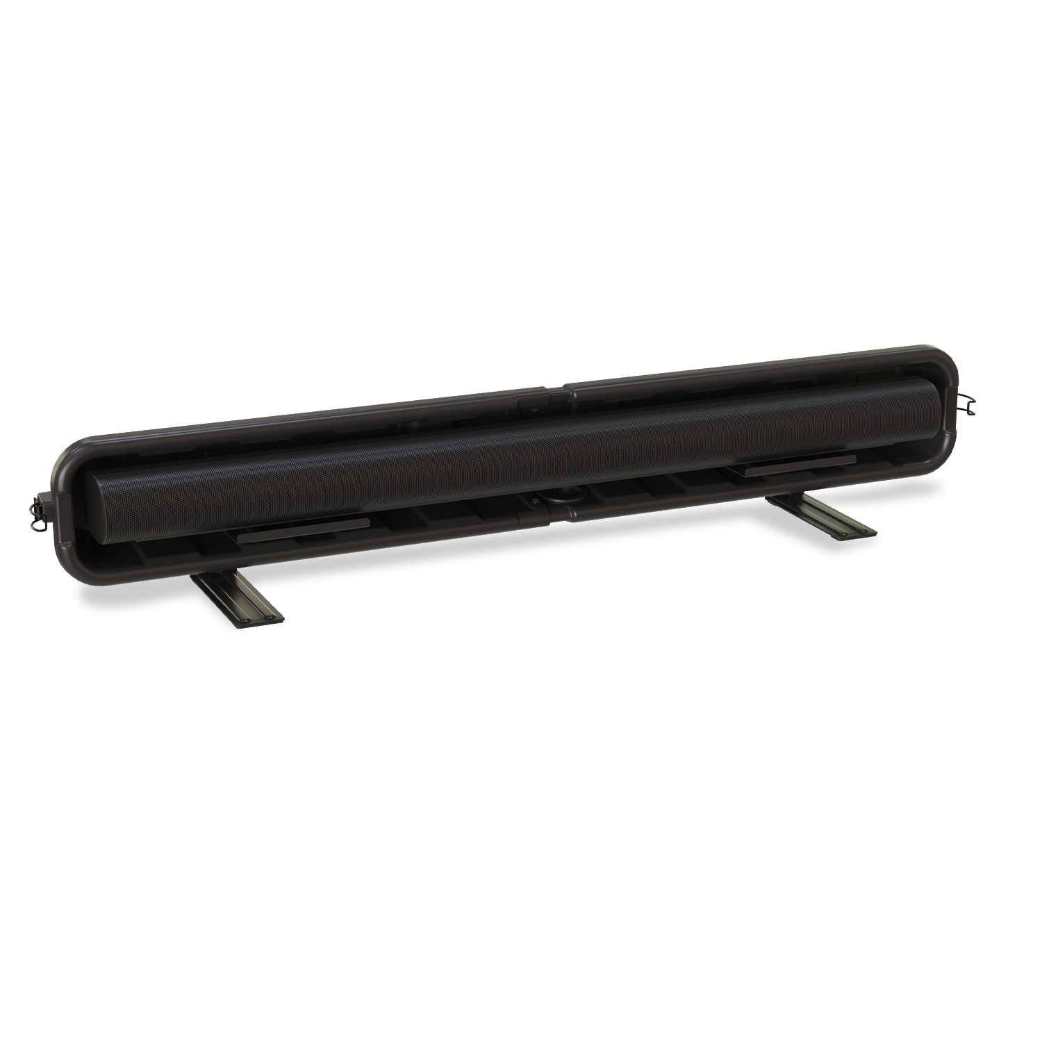Sound Bar enclosure with lid off for an outdoor sound bar