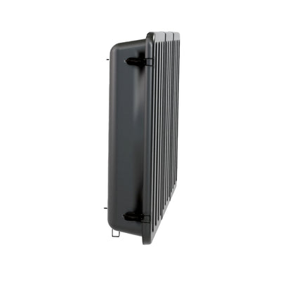 Storm Shell Outdoor Weatherproof TV Enclosure with articulating arm and mounting hardware. Fits up to 75" TV side view