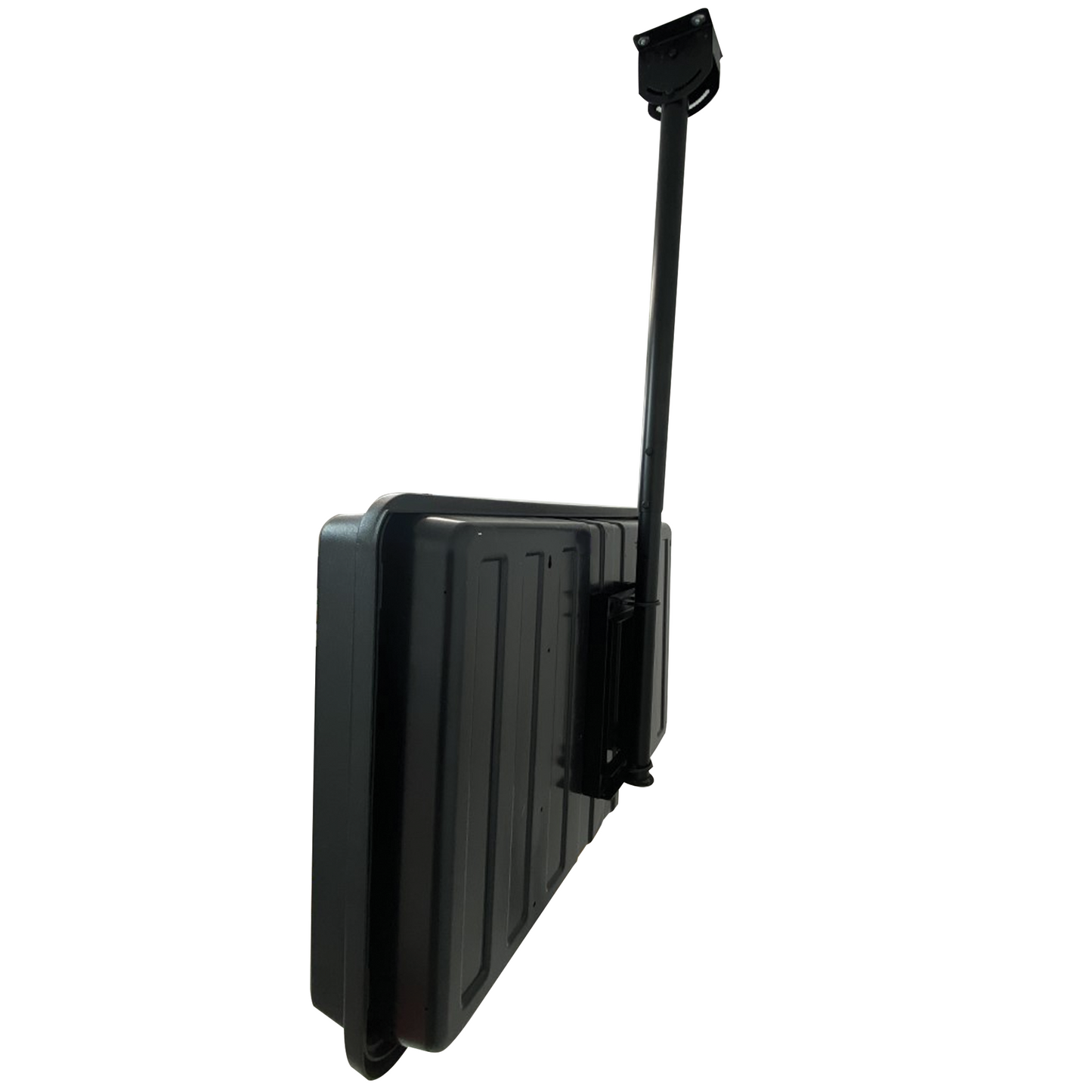 Pole and bracket ceiling mount kit for storm shell tv enclosure on white background. Storm Shell tv enclosure not included