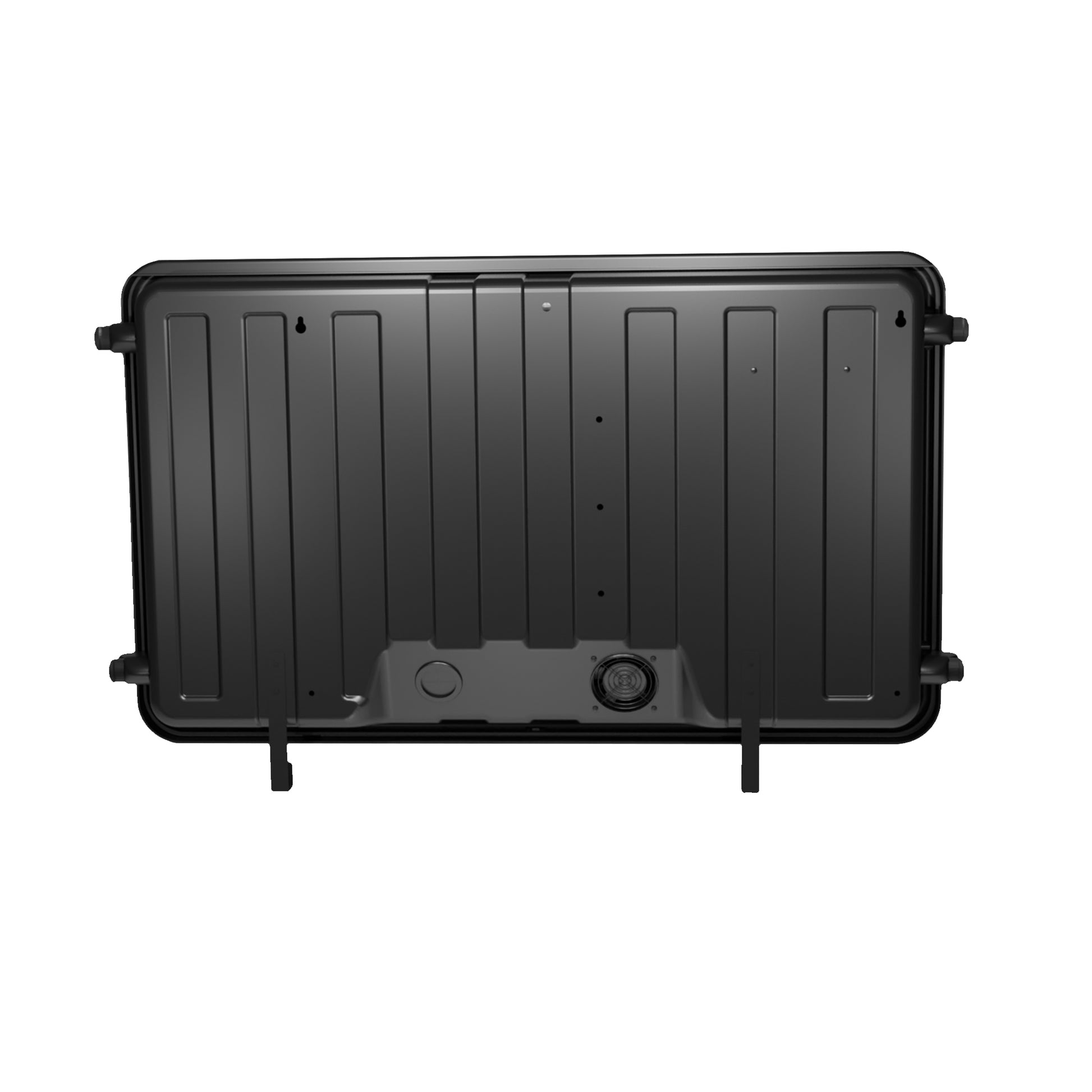 Storm Shell Outdoor Weatherproof TV Enclosure  with ariticulating arm and mounting hardware. Fits up to 44" TV  back view