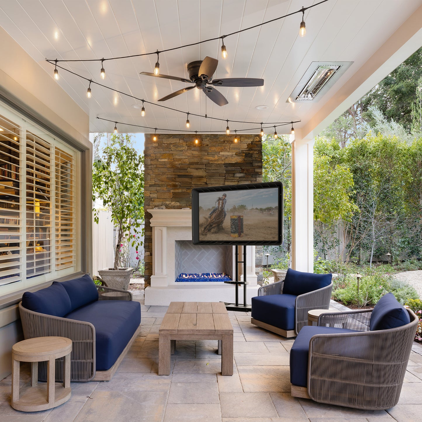 Storm Shell Indoor-Outdoor Rolling TV Cart