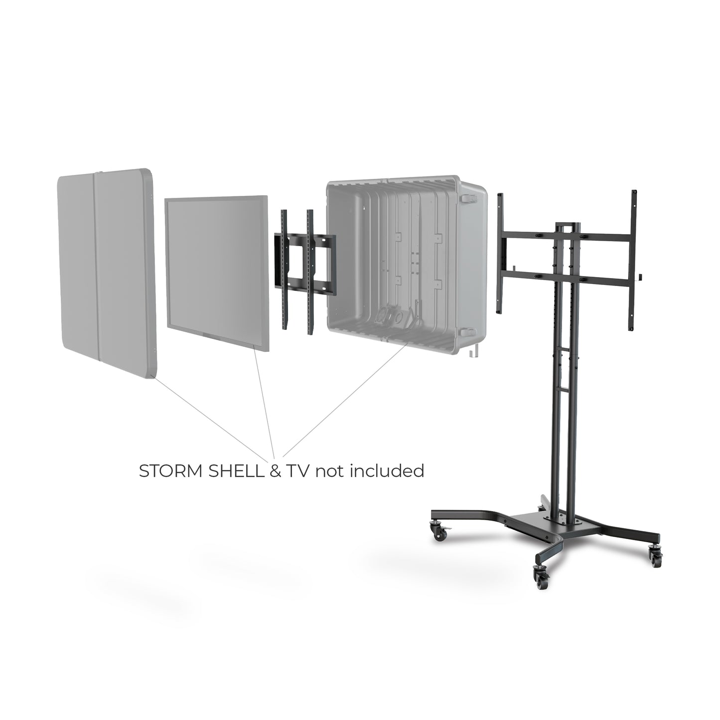 Storm Shell Indoor-Outdoor Rolling TV Cart