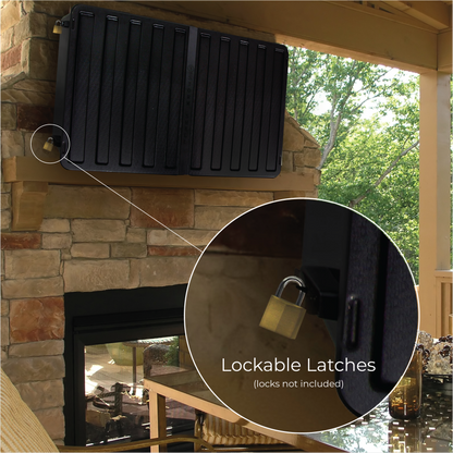 Lock Cover: This Storm Shell outdoor TV mount has a lockable cover to make this outdoor tv cover tamper proof  (lock not included)